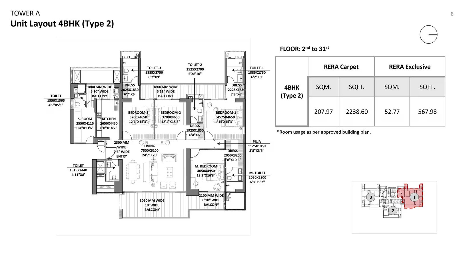 Godrej Miraya 4 BHK floor plan
