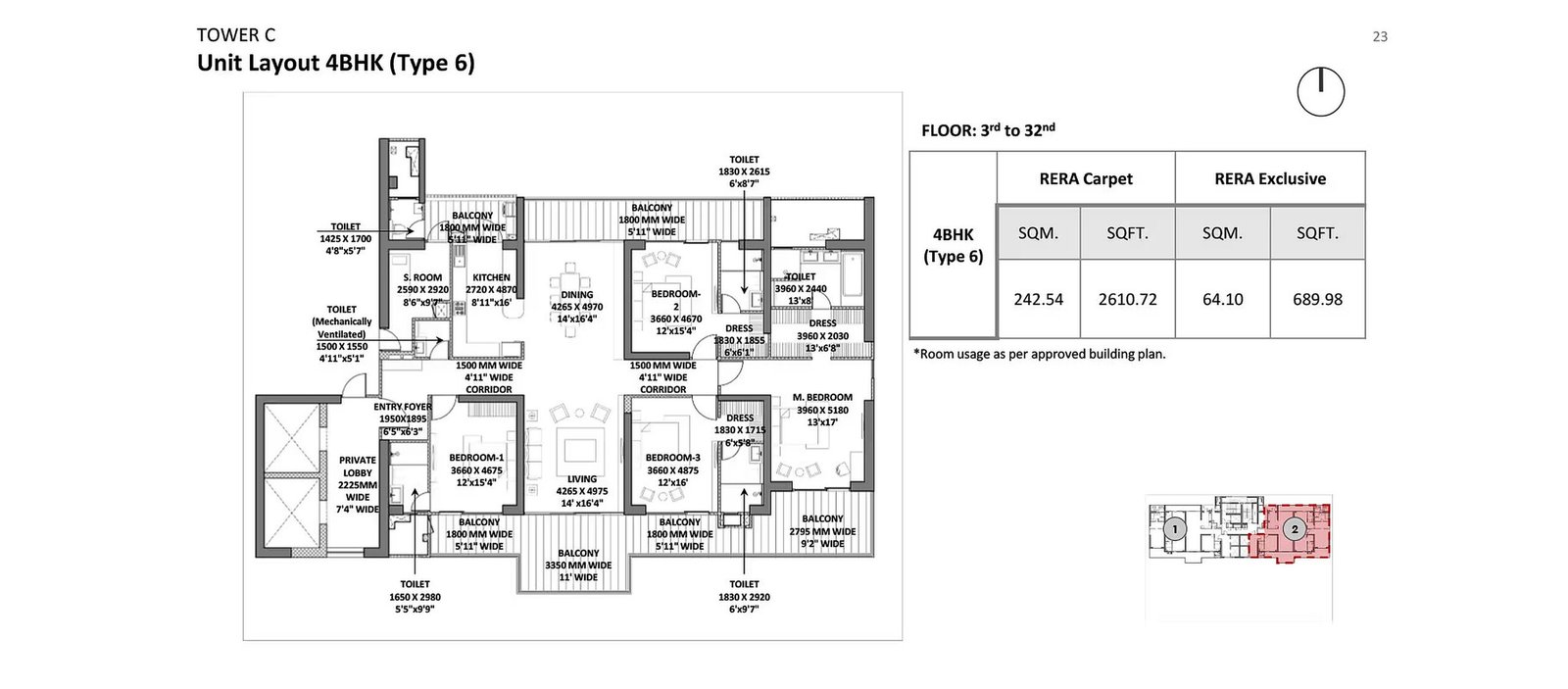 Godrej Miraya 4 BHK floor plan